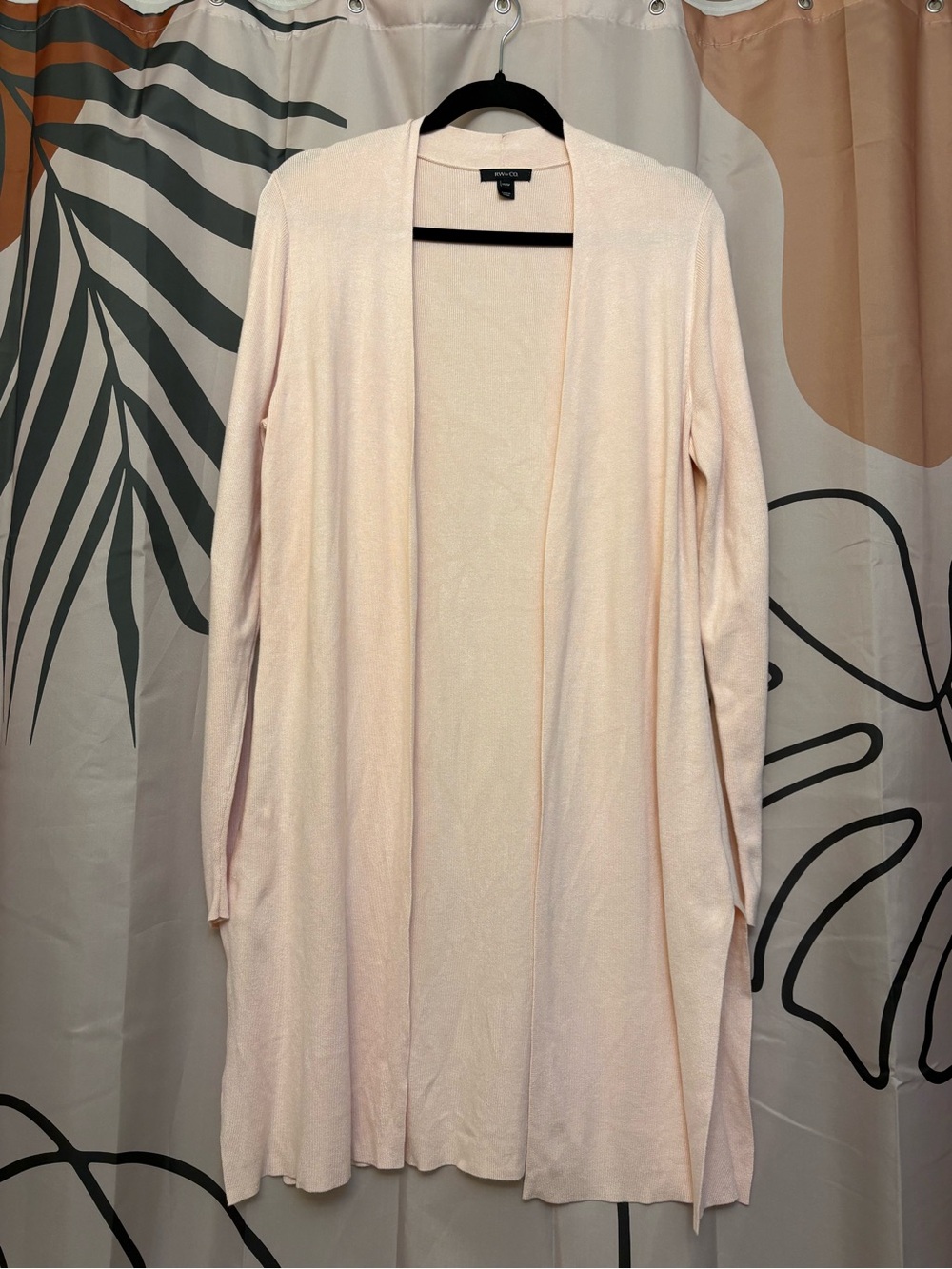 Pale Pink Open-Front Lightweight Cardigan